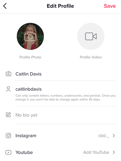 Edit Profile Change TikTok ID